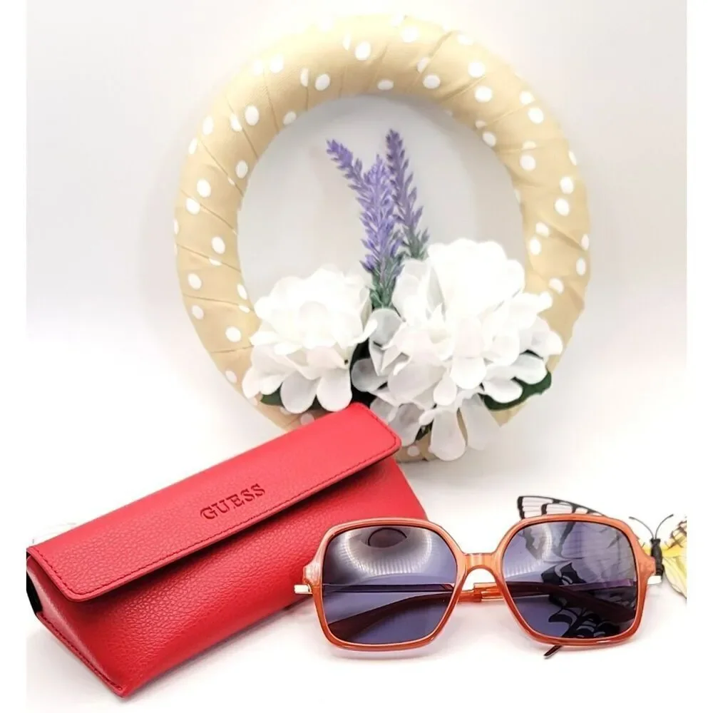 NIB - Guess Orange and Blue Oversized Sunnies with Case